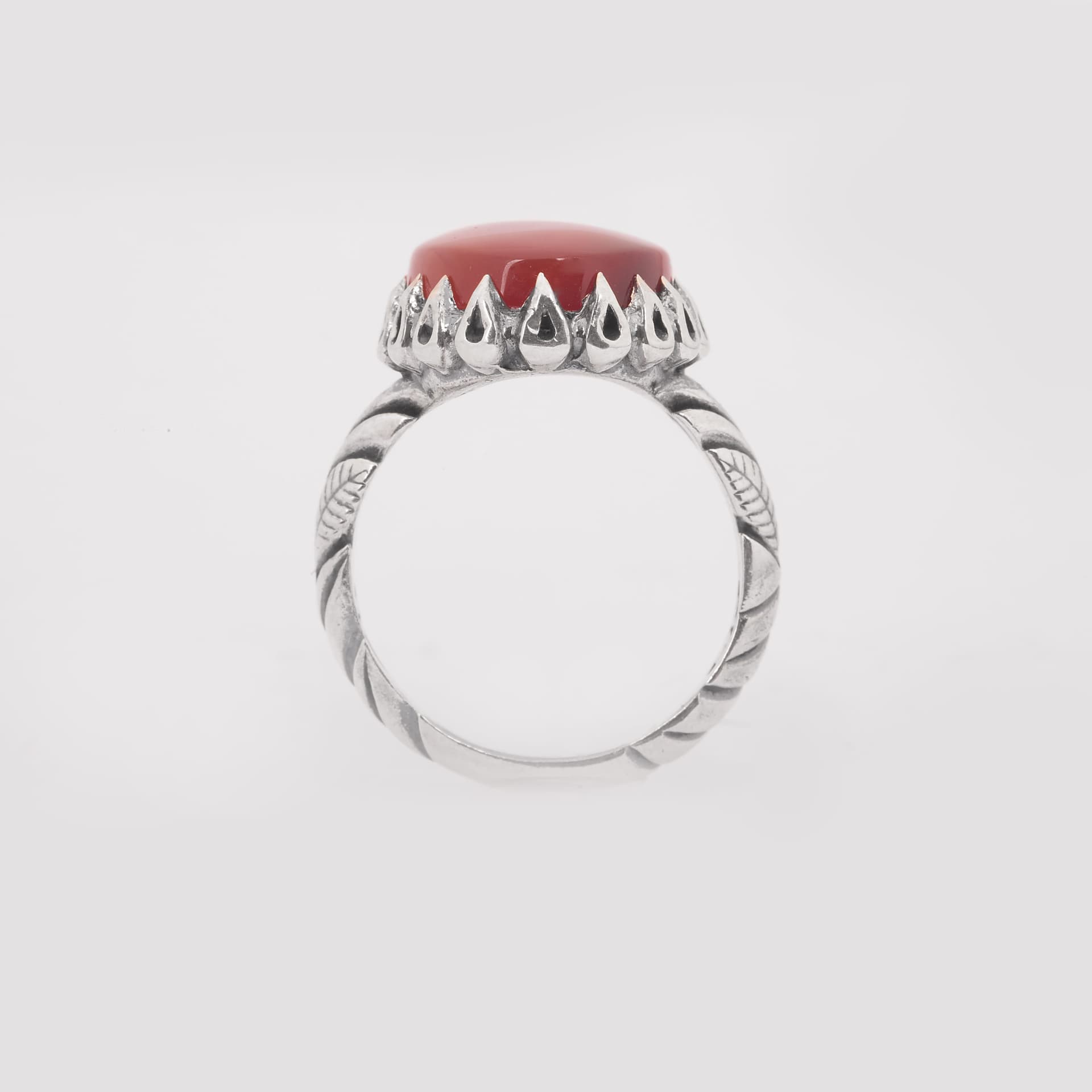 انگشتر نقره مردانه عقیق یمنی سرخ طرح 25 — تصویر 2