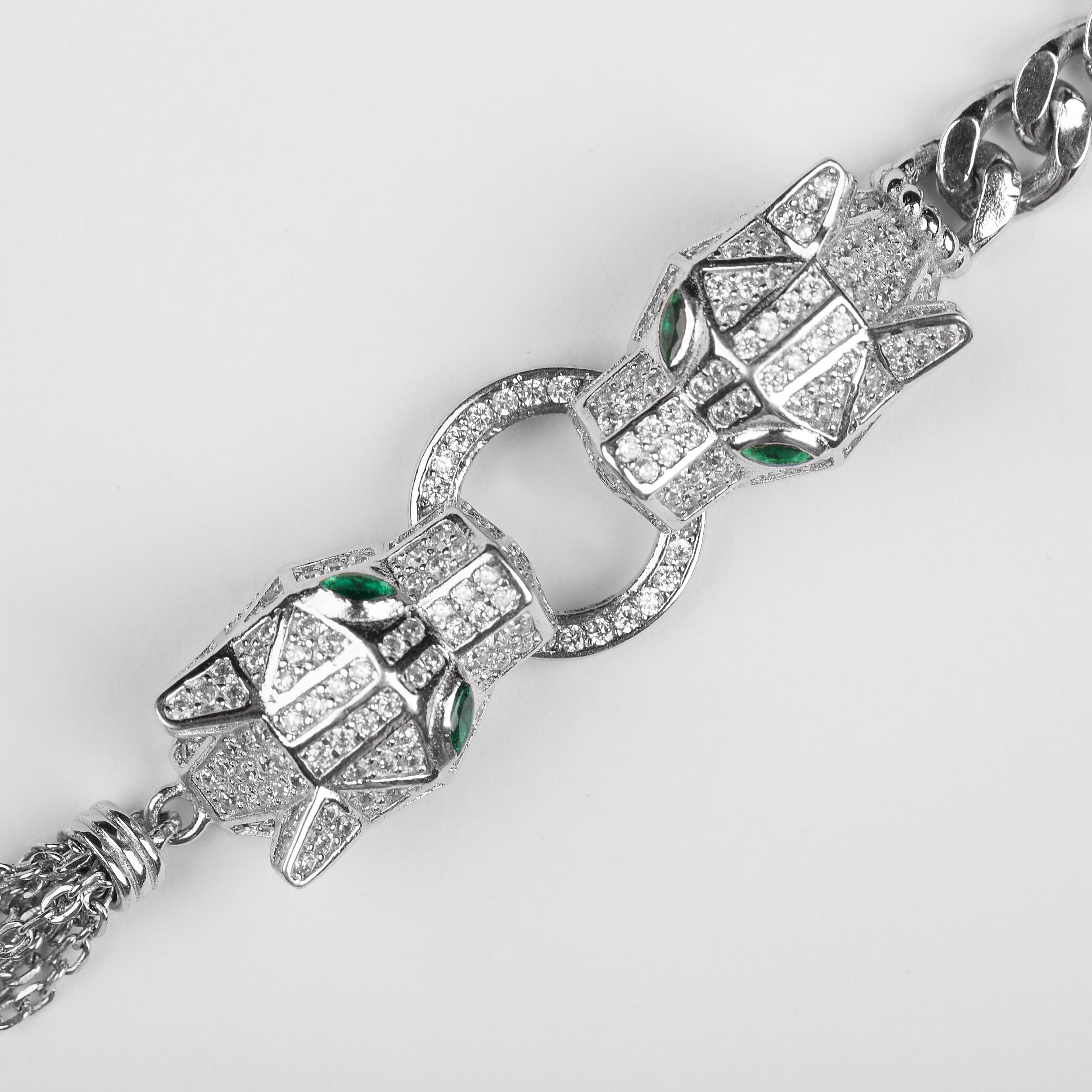 دستبند نقره زنانه جواهری تایگر طرح 2