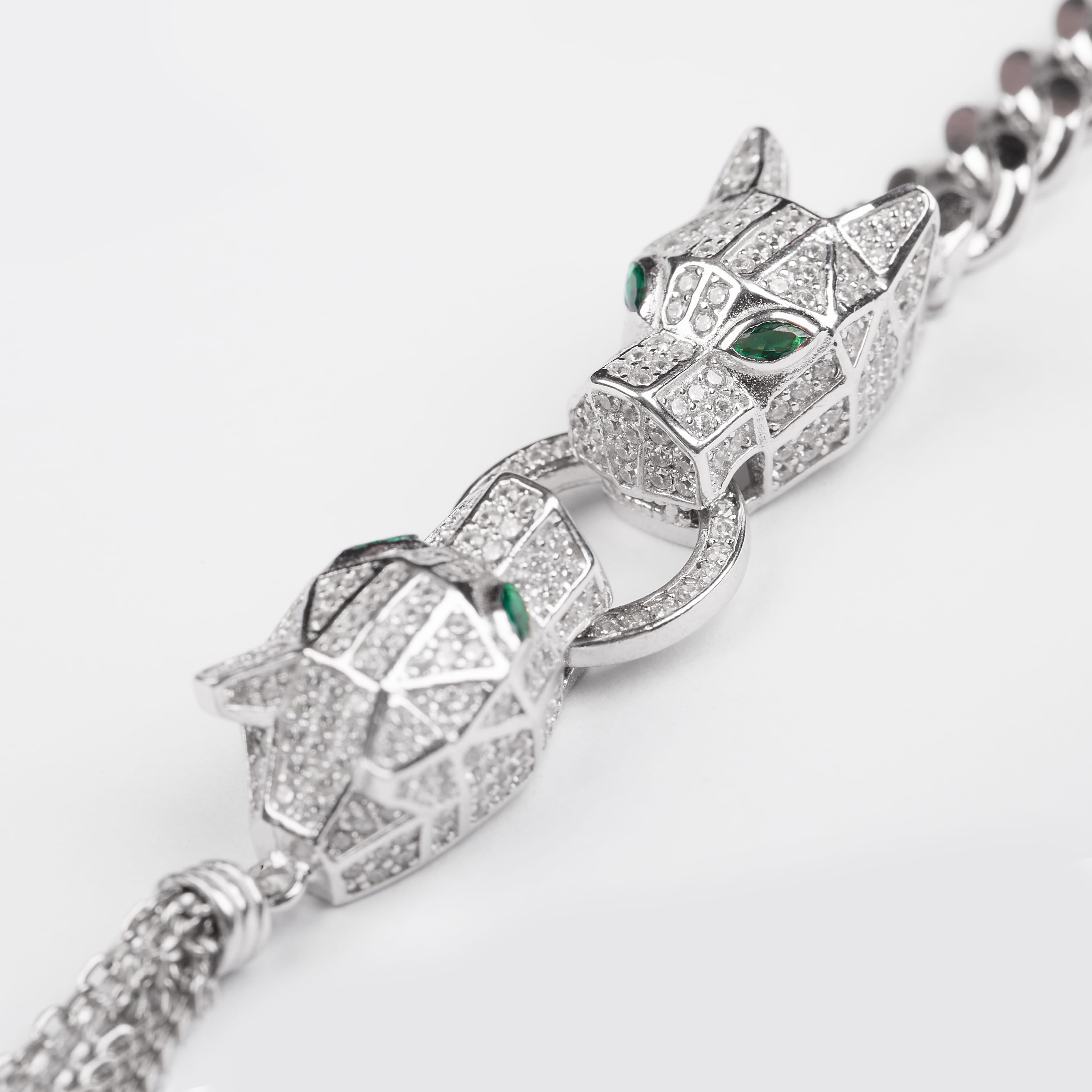 دستبند نقره زنانه جواهری تایگر طرح 2