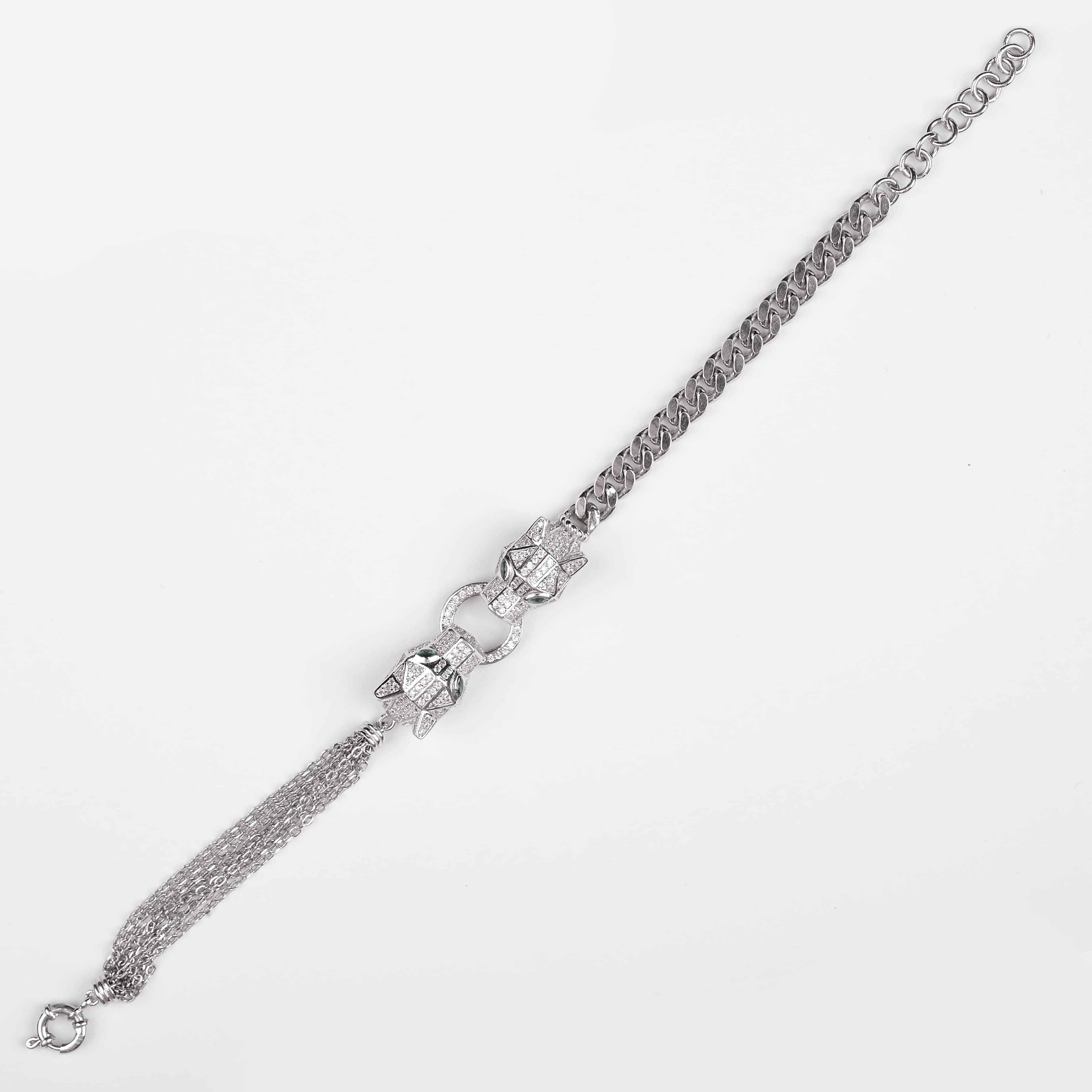 دستبند نقره زنانه جواهری تایگر طرح 2